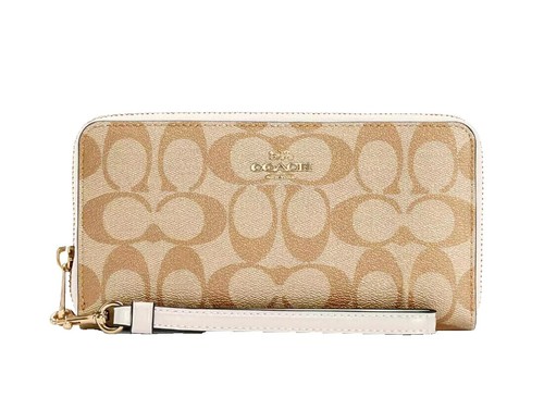 NWT Coach Double Zip Wristlet Signature Jacquard Floral Embroidery