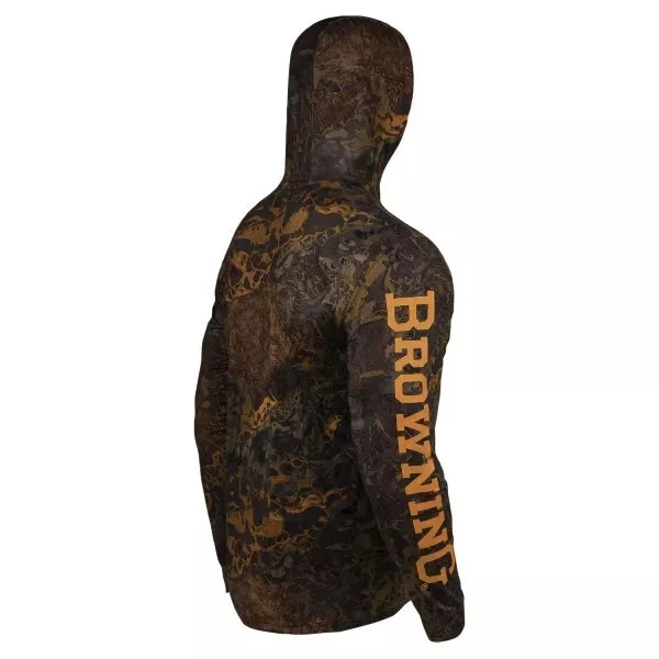 BROWNING TECH PERFORMANCE HOODED LONG SLEEVE CAMO T- SHIRT HUNTING HOODIE LARGE - Image 2 of 3