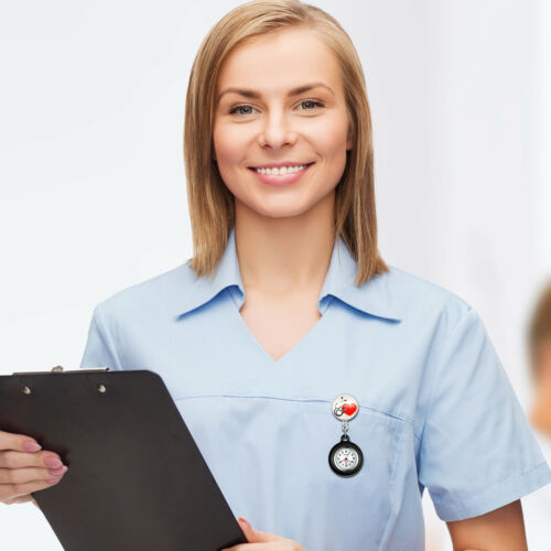 Stethoscope Nurse Watch Retractable Clip-on Lapel Hanging Quartz Pocket Watch - Picture 8 of 17