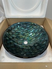 Vigo VG07049 16-1/2" Glass Bathroom Vessel Sink Oceania Blue