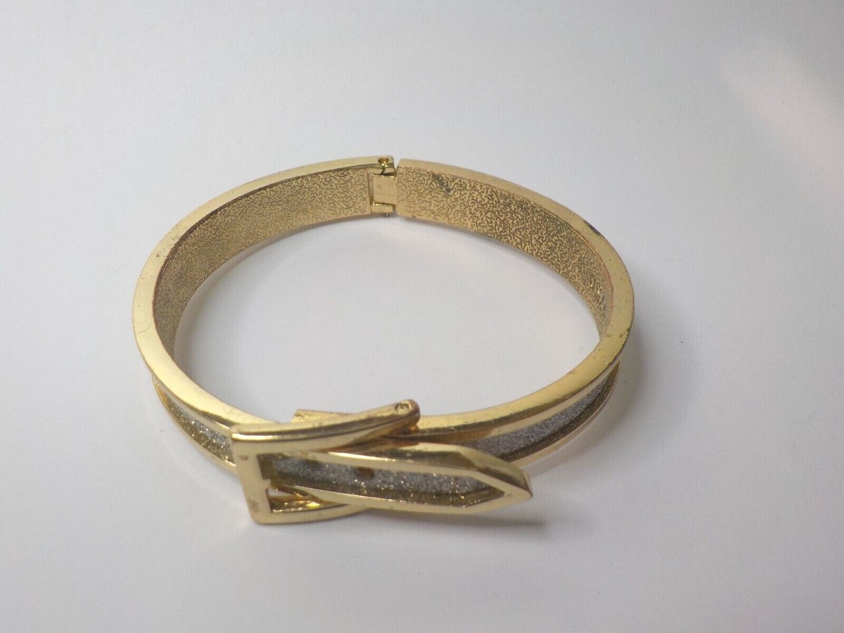 vintage Belt Buckle Hinged bracelet sparkle dust signed vintage Belt Buckle Hinged bracelet sparkle dust signed