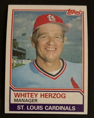 1983 Topps Whitey Herzog Cardinals HOF Manager Baseball Card #186