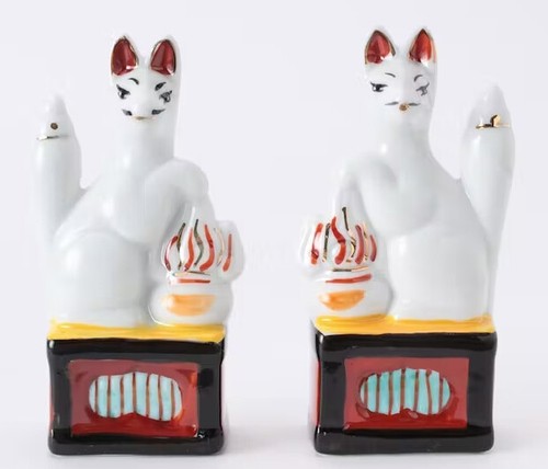 Oinari-san Sinto Altar Divine Fox Pottery Ornament For kamidana Inari Shrine (K)