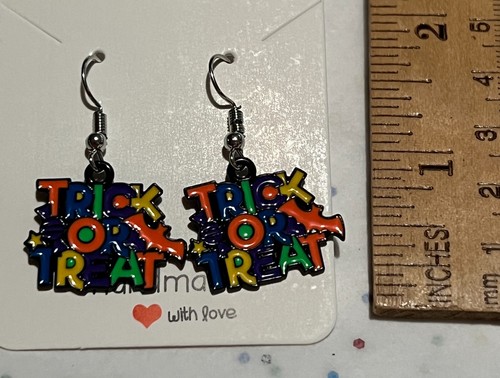 New Colorful Enamel Trick or Treat Dangle Fashion Earrings Halloween - Picture 2 of 6