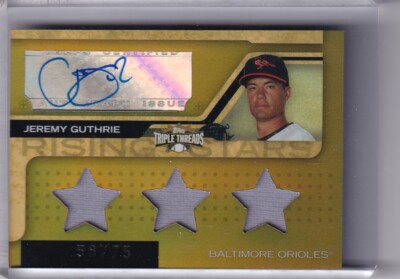 2008 TRIPLE THREADS #192 JEREMY GUTHRIE AUTOGRAPH JERSEY ORIOLES 58/75 7223