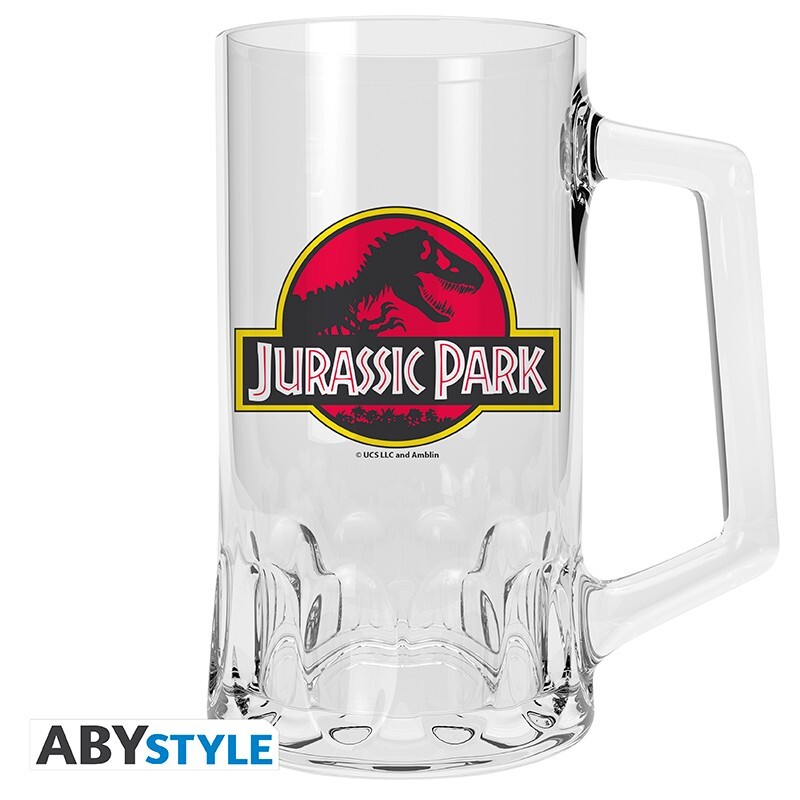 Jarra con logotipo de Parque Jurásico retro dinosaurio jarra T-Rex bebida beber cerveza mercancía
