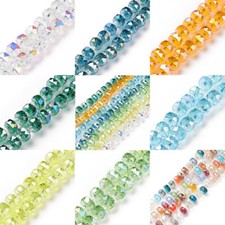 10Strands AB Color Rondelle Faceted Electroplate Transparent Glass Beads 8x4.5mm
