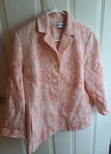 Alfred Dunner Jacket Women’s 14 Red Emboidered  Floral  Elegant l