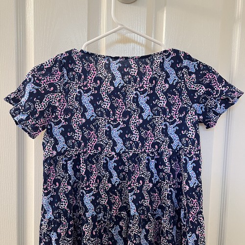 Lilly Pulitzer Mini Jodee Dress On the Catwalk Navy Blue Girls Size Large 8-10 - Picture 9 of 11