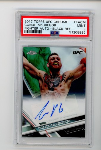 2017 1ST Topps Chrome UFC BLACK Refractor Conor McGregor 3/10 Auto PSA 9