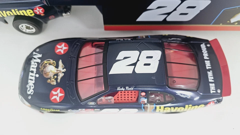 BROOKFIELD 1/24 RICKY RUDD #28 US MARINES TRIBUTE 3 PIECE SET W TRAILER NO BOX - Image 4 of 4