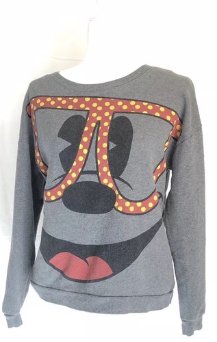 Forever 21 Disney S Mickey Mouse Sweatshirt Polka Dot Glasses Boxy Gray Novelty Ebay