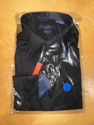 Giorgio Fiorelli Black Dress Shirt (Modern Fit, Regular Cuff)
