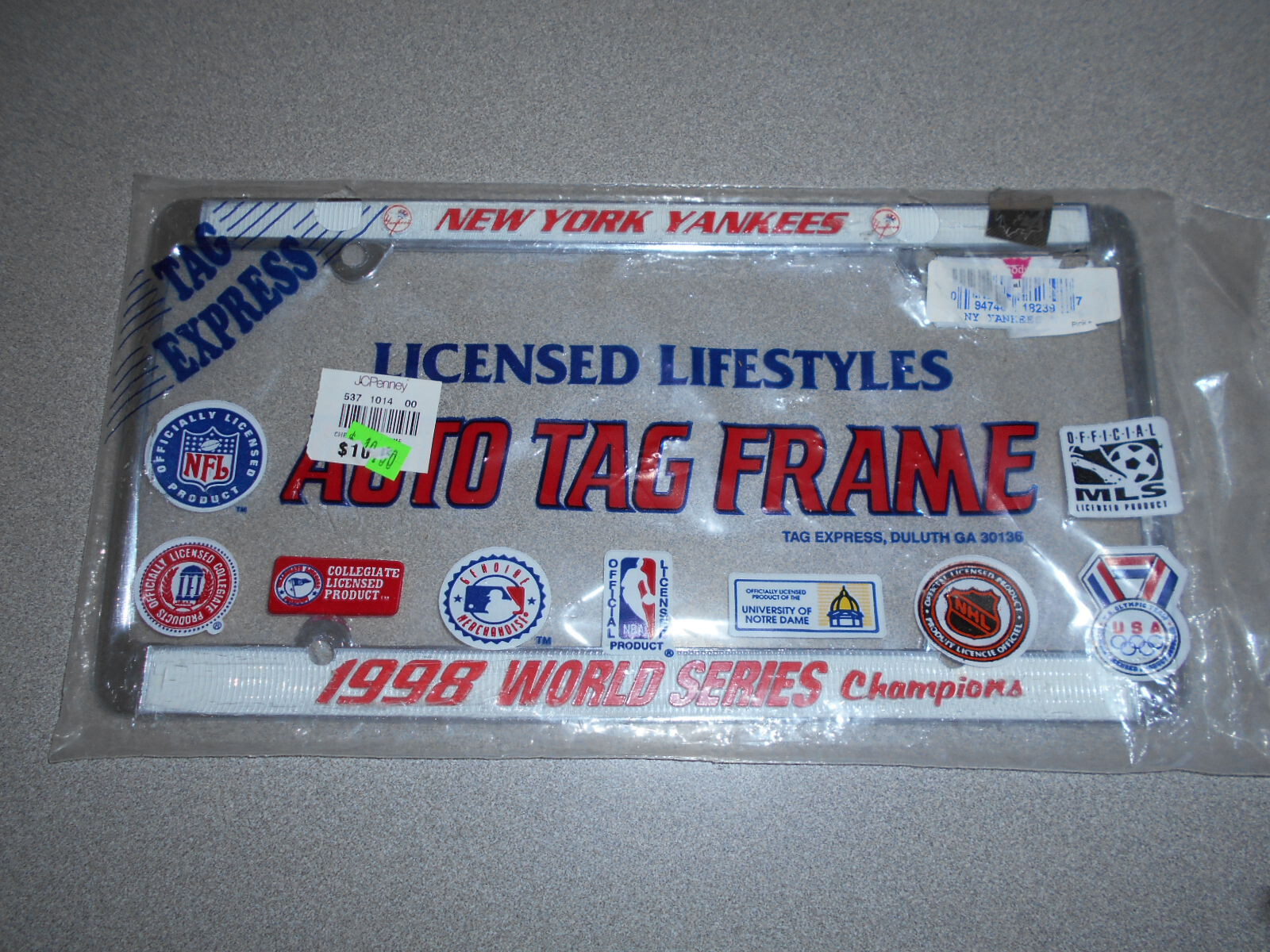 License plate frame 1998 New York Yankees World Series Champions Tag Express new