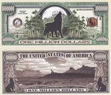 USA 'Howling Wolf' 1 Million Dollar banknote - Wildlife Species - UNC & CRISP