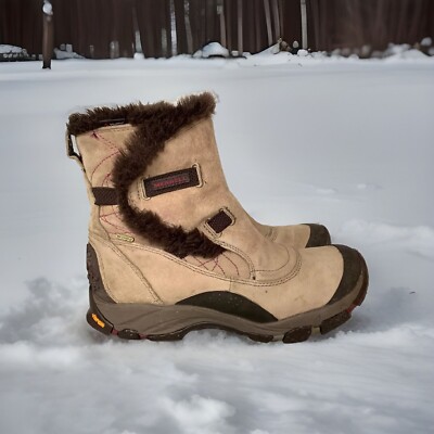 Thermo Arc 6 Merrell Insulated Vibram Boots 6.5 Leather Fur Snow Boot Rubber Toe