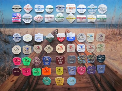 57 YEARS SURF CITY NEW JERSEY SEASONAL BEACH BADGES/TAGS (LBI)