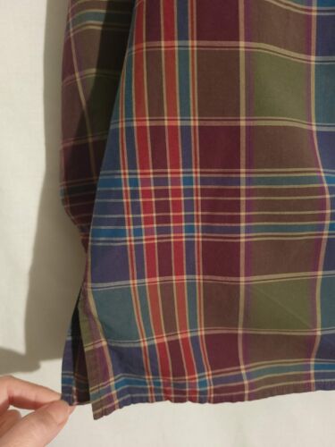 Chaps-Women Blue Green Burgundy Plaid Long Roll Tab Sleeve Button Shirt Top-2X - Picture 3 of 7