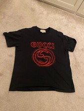 Gucci Tshirt - schwarz mit rotem GG Stickerei Logo - authentisch - extra groß