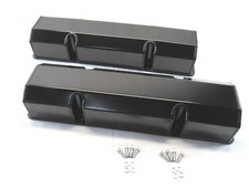 Small Block Chevy 350 Fabricated Tall Valve Cover Black Anodized E41304bk