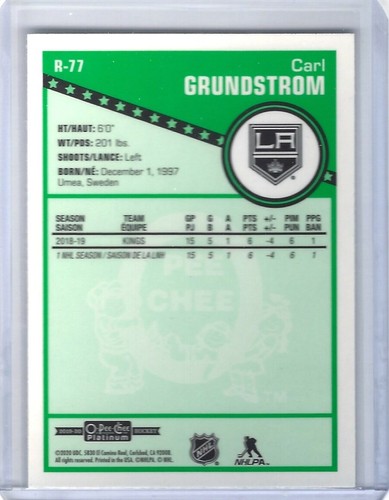 2019-20 O-Pee-Chee Platinum Retro #R77 Carl Grundstrom - Picture 2 of 2