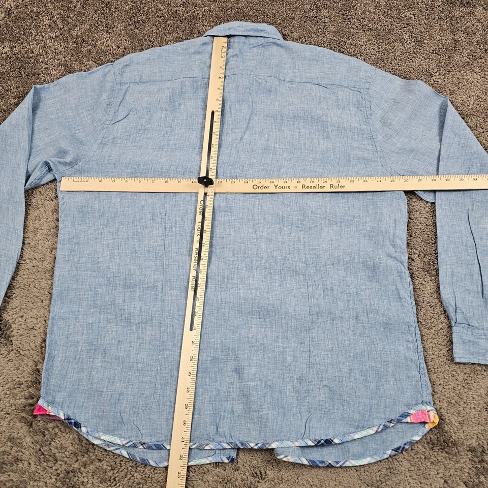 Report Collection Shirt Men 2XL XXL Blue Linen Long Sleeve Breathable Casual - Image 4 of 4
