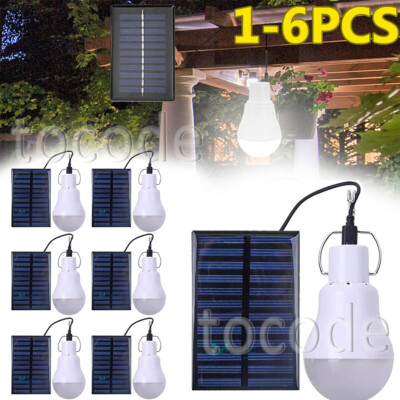 1W 6V Mini Solar Panel & 15W Rechargeable LED Light Bulb for Camping Garden US