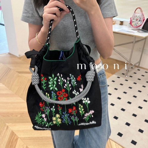 Embroidery Shoulder Bag Reusable Handbag Hot Sale Duffel Bag Lady - Picture 3 of 9
