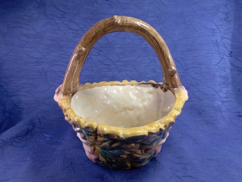 Cestino vintage in ceramica maiolica - Foto 4 di 5