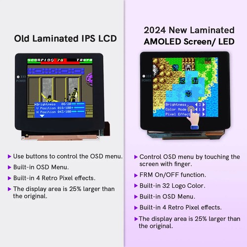 Type C Rechargeable OLED / AMOLED Screen Touch Laminated Drop in For GBC GameBoy - Picture 2 of 43