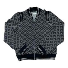 Faherty Women’s Black & White Fair Isle Cotton Knitted Full Zip Jacket L