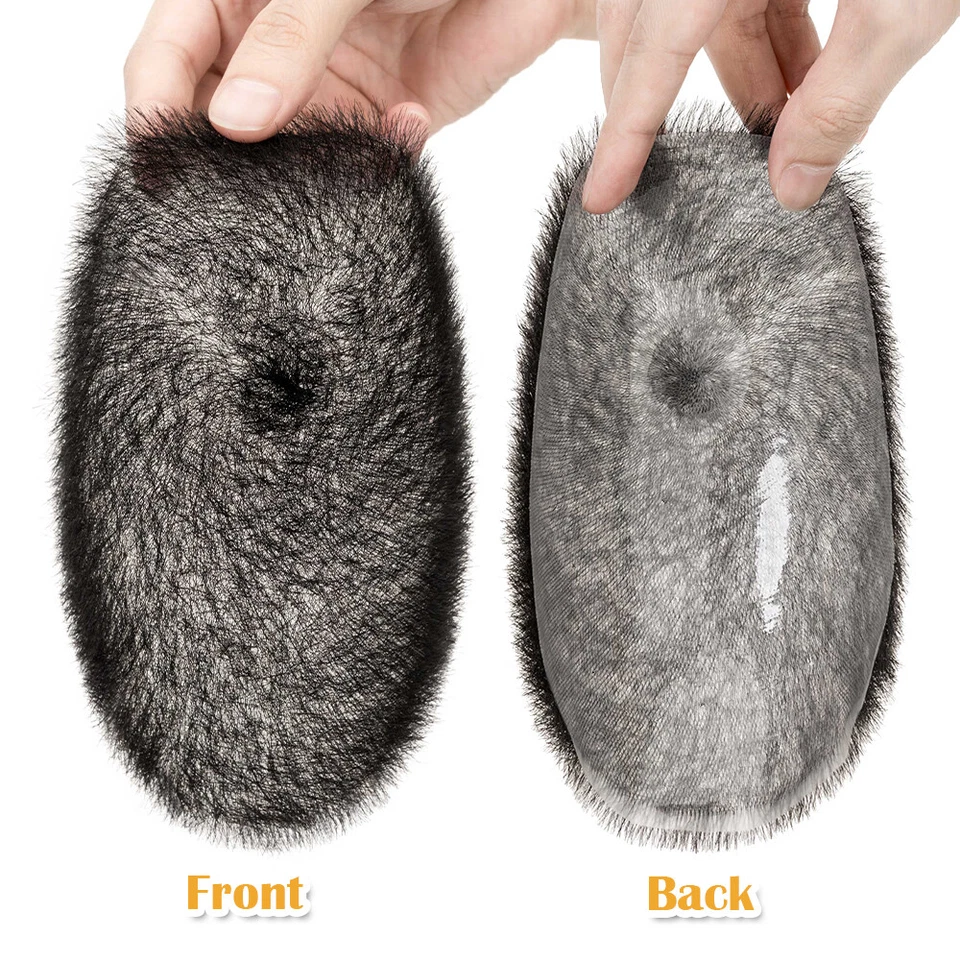 100% REMY Human Hair Toupee for Men Buzz Cut Thin Skin PU Replacemen System Wig - Image 4 of 4