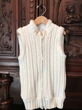 BABY GAP Fur Trim Cable Knit Zip Up Vest Toddler Girls Size 5 T Sweater