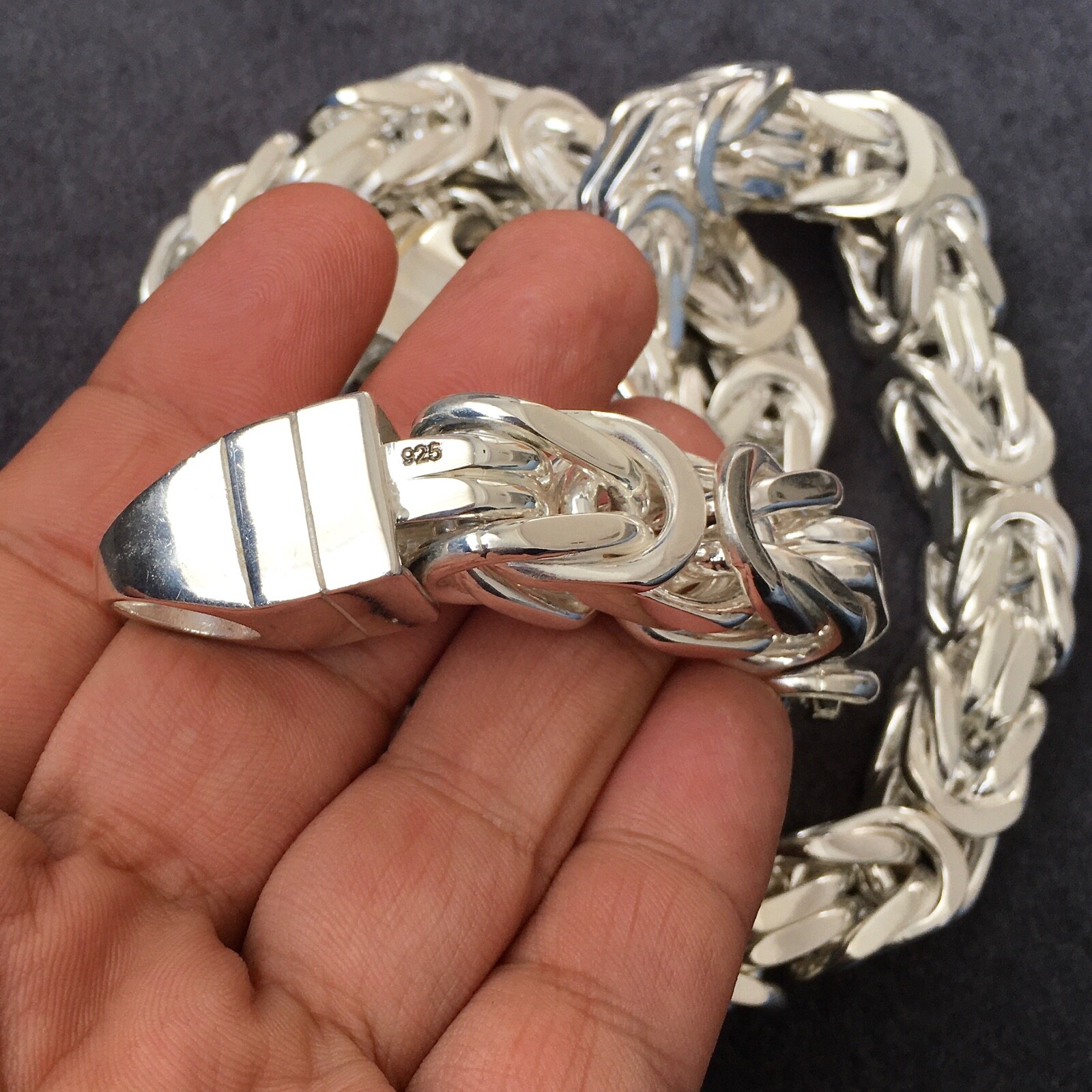 Thick Heavy 925 Sterling Silver King's Chain Necklace Cubic Solid Men's