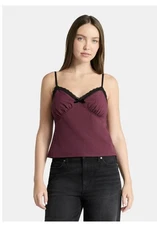 No Boundaries Sweetheart Dark Cherry Semi Cropped Tank Top L (12-14) Chest 35"