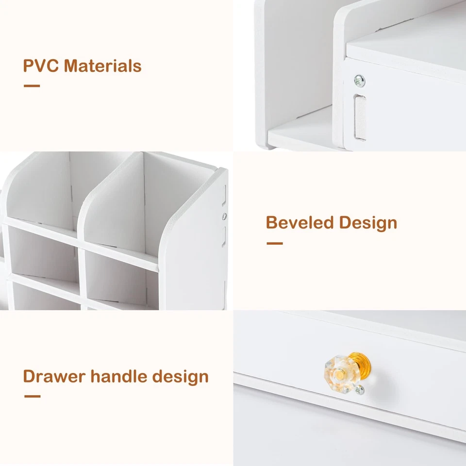 White Desk Organiser with Drawer Desktop Multifunctional Holder Tidy Caddy UK - Image 4 of 4