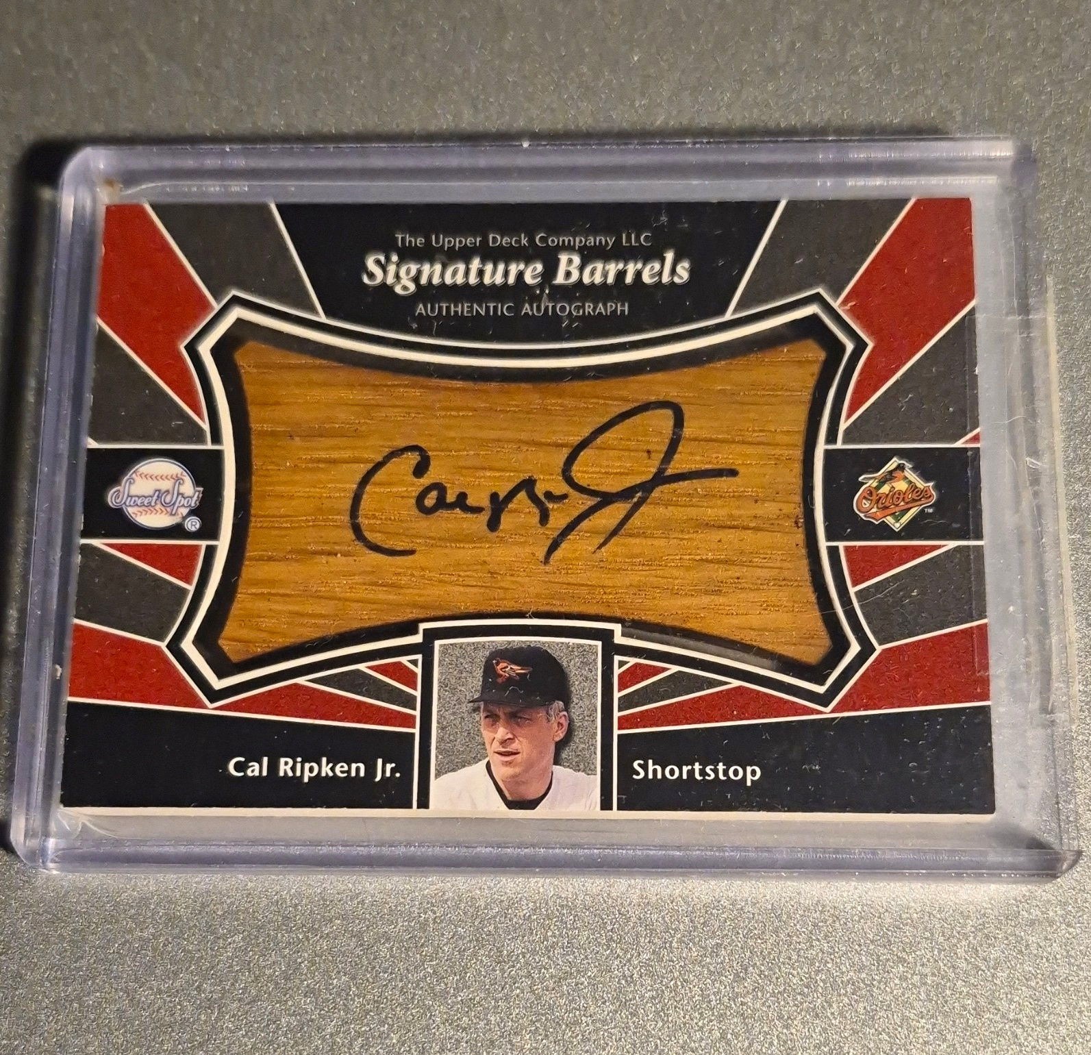 Upper Deck 2004 Sweet Spot Signatures Cal Ripken Jr Auto bat barrel SS-CR