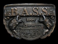 NA25109 VINTAGE 1990  BASS ANGLER SPORTSMAN SOCIETY  FISHING BELT BUCKLE