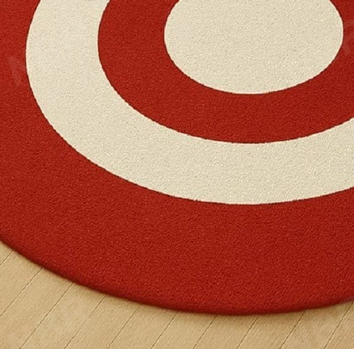 Modern Round Hand Tufted Wool Rug With Red & White Concentric Circle Design Bold - Image 2 of 4
