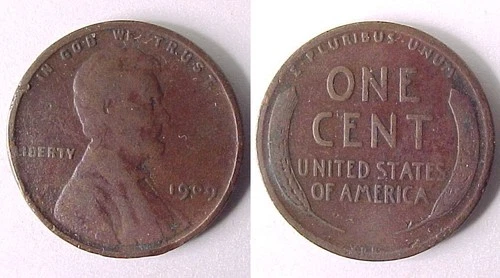 1909 P VDB  Lincoln Cent Very Good - Fine VG - F