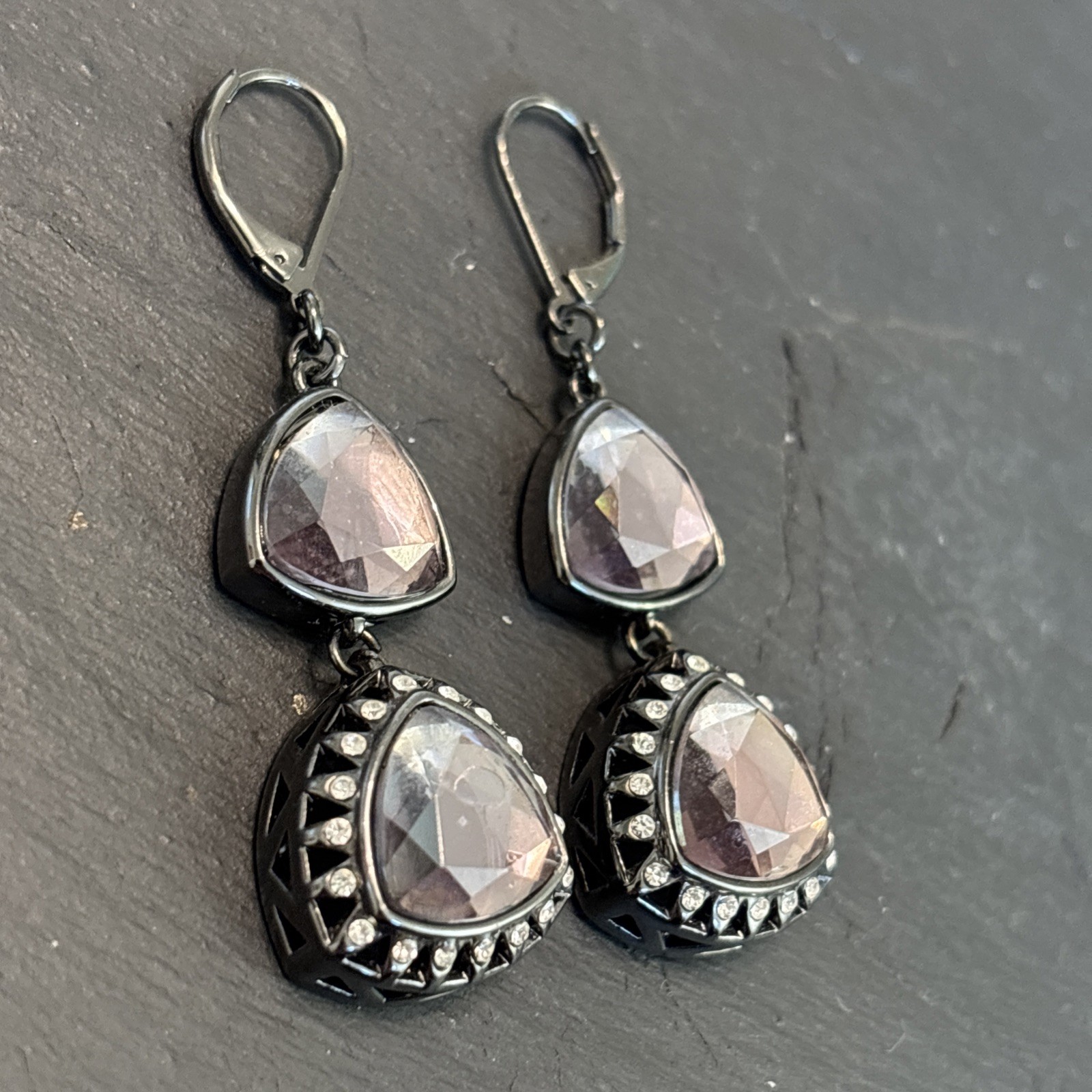 Givenchy Vintage Dangle Rhinestone Silvertone Sta… - image 2