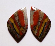 25.75 Cts Natural Red Jasper Drilled Cabochon Match Pair Gemstone 27X16.6MM