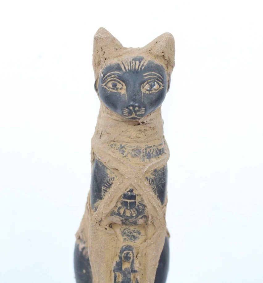 UNICA STATUA FARAONICA FATTA A MANO MUMMIFICATA ANTICA EGIZIA Bastet Cat... - Immagine 3 di 4