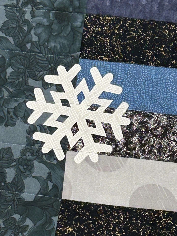 Handcrafted Blue Christmas Blue Snowflake Patchwork Quilt Table Runner 17 x 60” - Image 3 of 4