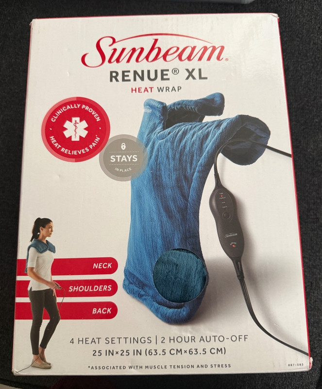 New Sunbeam Renue XL Heat Wrap - Lakeshore Blue