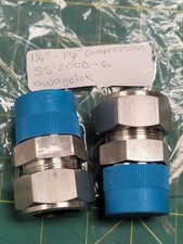 Lot Of 2 Estate Swagelok SS-2000-6 Union 1 1/4" x 1 1/4" Fitting Connector