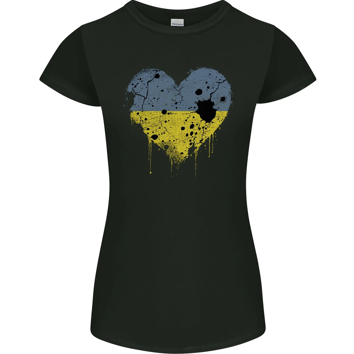 Lepni.me Maglietta Uomo Con Bandiera Ucraina E Cuore, 100% Cotone, Verde Multicolore, Girocollo, Abbigliamento Estivo