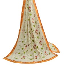 Sushila Vintage Cream Dupatta 100 Pure Cotton Embroidered Long Stole Hijab