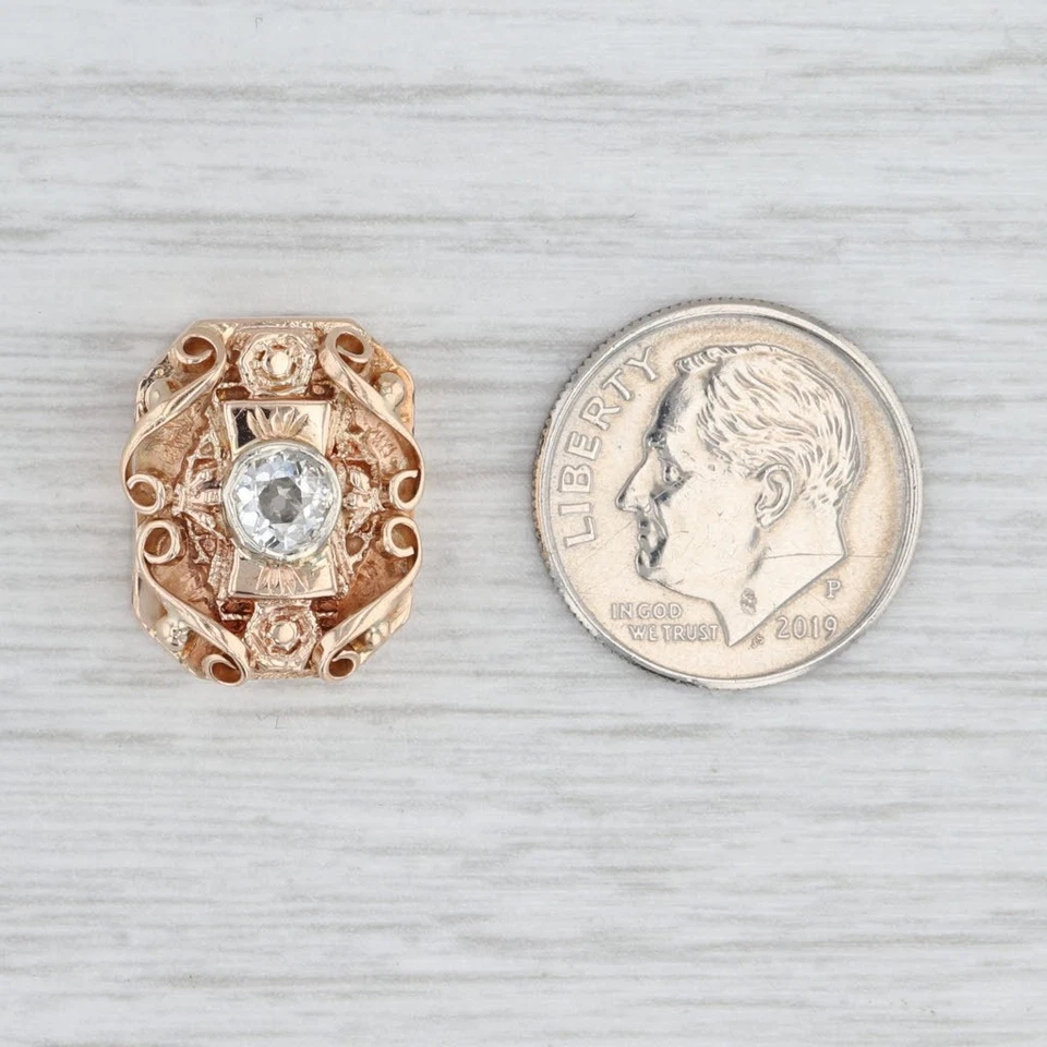 Dije de pulsera solitario de diamantes vintage ornamentado de 0,30 quilates de oro amarillo de 14 k Foto 4 de 4