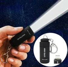 1pc USB Rechargeable Mini LED Keychain Flashlight Waterproof Outdoor Torch - NEW